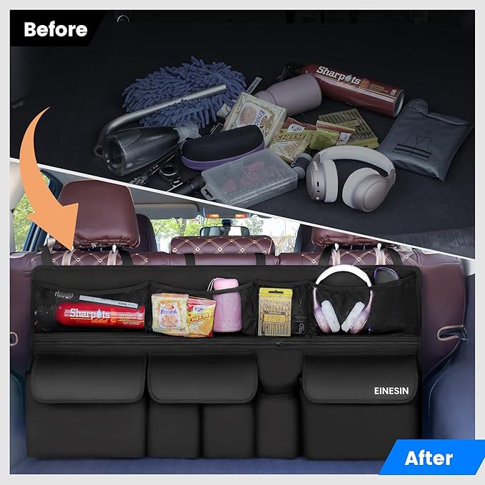 Car Organizer, Car Organizers and Storage with 9 Pockets, SUV Trunk Organizer for SUV/MPV/Truck, Car Essentials (41 * 20in)