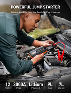 B8 3000A Car Battery Jump Starter, 12V Jump Starter Battery Pack (up to 9.0L Gasoline and 7.0L Diesel Engine), Portable Jump Box with 3 Modes Flashlight and Jumper Cable