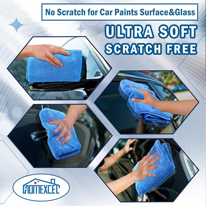 Car Drying Towels, 2 Pack Professional Microfiber Towels for Cars, Scratch-Free, Highly Absorbent Drying Towel for Cars, SUVs, RVs, Trucks, and Boats, 31 x 24 inch, Blue