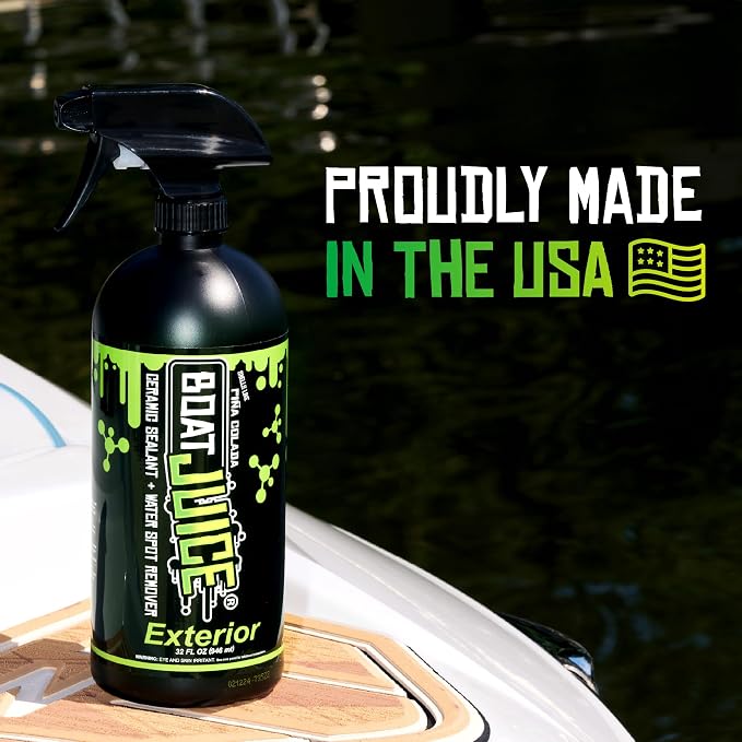 2in1 Exterior Boat Cleaner & Protectant Spray | Water Spot Remover with SiO2 Ceramic Sealant | Pina Colada Scent | Marine Detailing & Boat Cleaning Supplies | Made in USA (32oz)