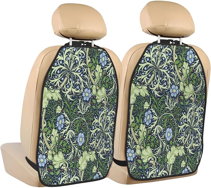 William Morris Classic Floral Car Seat Back Kick Protectors Kick Mats With Storage Pockets For Vehicles To Protect From Dirt Mud Scratches 2 Pack