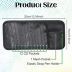 CD Case Holder for Car - DVD Vehicle Visor Storage Orangizer Sun Visor Organizer for CD Visor Case with 12 DVD Storage Sleeves 1 Mesh Pocket 1 Pen Holder(Black)