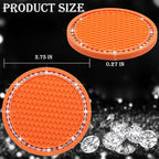 2PCS Bling Cup Holder Coaster, 2.75 Inch Auto Car Cup Holder Insert Coasters, Soft Silicone Anti-Slip Shockproof, Universal Vehicle Interior Accessories for Women Girls (Orange & White)