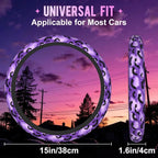 Gothic Purple Black Bats Steering Wheel Cover for Women Men Neoprene Breathable Wheel Cover Protector Anti-Slip Car Accessories Universal 15 Inch Fit for Cars Trucks Vehicles