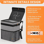 3 Gallons Car Trash Can with Lid, Car Trash Bag Bin Hanging Waterproof Automotive Garbage Cans Leak Proof Vehicle Trash Can Stripe