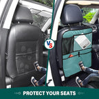 Dark Teal Car Seat Organizer for Kids Backseat Kick Mat with Adjustable Strap Backseat Protector for Car Vehicle SUV 1 Pcs