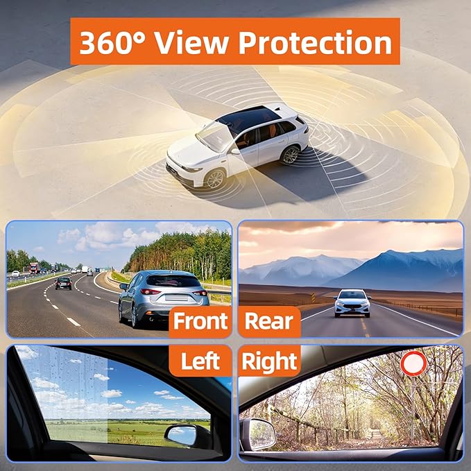 W6 Dash Cam 4 Channel Dash Cam 2K Front + 1080P Rear & Side 360° Coverage 8 IR Night Vision 5GHz WiFi & App G-Sensor Parking Monitor 64GB SD Card Included
