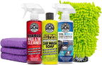 Car Cleaning Kit - with Car Wash Soap, Wheel Cleaner, Total Interior, Car Wash Mitt - Interior and Exterior Wash Kit with Vehicle Cleaning and Detailing Accessories - 7 Item Kit