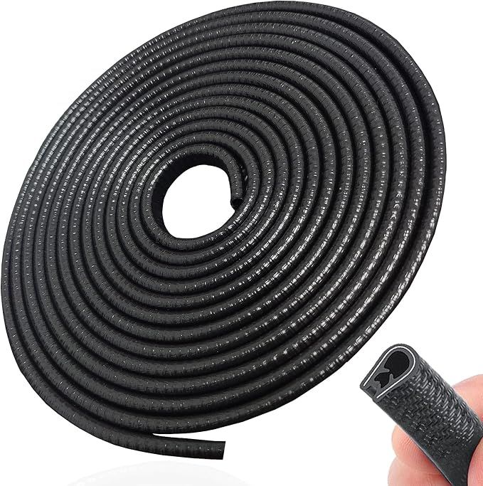 13Ft(4M) Door Edge Guard Black Car Door Protector Edge Guards Rubber Auto Door Trim U Shape Build in Metal Sheet No Need Adhesive Easy to Cut Fit for Most Vehicles