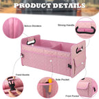 Car Trunk Organizer for SUV, Car Storage Organizer Collapsible Multi Compartment Container Box, Adjustable Car Accessories for Women/Men, Pink