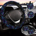 Butterfly Steering Wheel Cover for Women, Universal Auto Steering Wheel 14-15 Inch Car Interior Accessories with 2PCS Car Coasters, Suitable for Men and Women