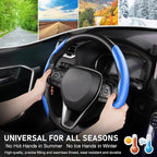 Steering Wheel Cover, Carbon Fiber Steering Wheel Cover, Car Steering Wheel Cover for Men/Women, Anti-Slip, Comfortable Grip, Durable, Universal for 99% Car Interior Accessories (Blue)
