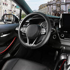 Steering Wheel Cover 14.5-15 inch (37-39 cm) Medium Size, Microfiber Leather, Non-Slip Comfortable Grip, Fits Cars Trucks SUVs, Black