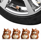 Squirrel Tire Valve Stem Caps – Cute Squirrel with Acorn Valve Caps for Car, Bike, Truck, Motorcycle – Funny Animal Tire Caps Set – Universal Schrader Valve Covers Accessories