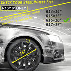 Hubcap Wheel Cover Replacement R16 Hub Caps Universal-Fit Steel Wheel Rim Cover ABS Material Exterior Accessories for Car Truck SUV -Set of 4（16-inch，Black）