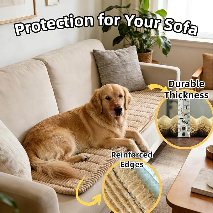 Dog Car Seat Cover, Pet Couch Covers for Car and Sofa, Non-Slip Backseat Pet Bed Mat, Machine Washable, Soft Plush Travel Seat Protector with Portable Storage Bag (Brown,23.6''×70'')