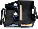 Front-Back Seat Car Organizer Box - Portable Passenger Seat Organizer, Odorless Fabric Car Seat Organizer, Universal Foldable Auto Seat Storage Caddy for Kids & Adults Road Trip Essentials (Black)