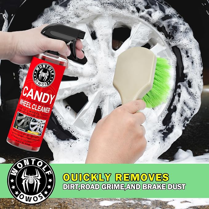 Complete Car Wash Cleaning Kit, Car Interior Detailing Kit with Car Wash Soap, Interior Detailing Cleaner, Wheel Cleaner, Wheel Brush, Dying Towel, for Cars Trucks RVs SUVs