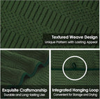 Microfiber Bath Towels Set of 4, Large Bathroom Towel for Adult, 30" x 60", Soft, Super Absorbent and Fast Drying, Use for Hair Wrap, Sport, Fitness, Yoga, Diamond Cross Grid Olive-Green