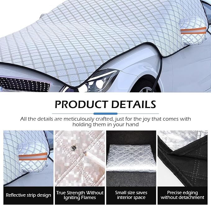 Car Windshield Cover, 91"x98" Heavy Duty Hail Protector Car Cover, Waterproof Windproof Dustproof Car Half Car Cover Sunshade, All-Season Versatility Universal Fit SUV/Truck/Sedan (Silver)