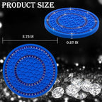 2PCS Bling Crystal Rhinestone Cup Holder Coaster, 2.75 inch Soft Silicone Anti-Slip Shockproof, Car Cup Holder Insert Coasters, Universal Car Interior Accessories for Women (Blue)