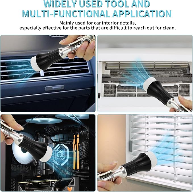 Mini Tornado Air Blow Gun with Detachable Brush Car Cleaning Kit | Vortex Cleaning Gun Trumpet Head High Pressure Dryer Blow Gun Pneumatic Interior Cleaning Tool with Tornado Airflow