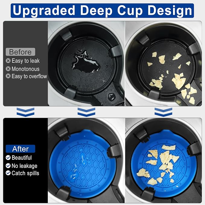 Car Cup Holder Coaster, Silicone Cup Holder Insert, Universal Non-Slip Cup Holders, Car Accessories Interior for Women and Man 4 Pack Blue