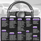 Steering Wheel Cover for 14.5-15 inch Wheels, Breathable PU Leather with Perforated Sides, Anti-Slip Grip, Universal Fit for Cars & SUVs, Black and Light Purple
