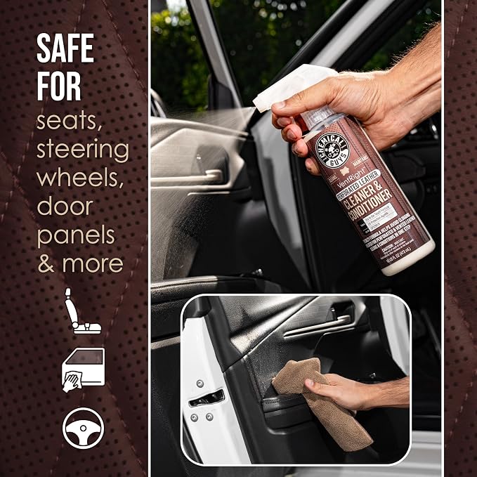 VentRight Perforated Leather Cleaner and Conditioner Deep Cleaning Leather Cleaner for Ventilated Seats with Added Protection Removes Dirt, Oils, Residue and Grime 16 oz