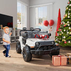 12V Ride on Toys with Parent Remote Control, Toddler Electric Car with Spring Suspension, LED Lights & Music Player - Safe Battery Car for Kids, Easy to Assemble, White