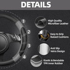 10 Pcs Car Floor Mats Full Set & Sport Leather Steering Wheel Cover 14.5-15 inch, Center Console Cover, Seat Belt Cushion, Cup Holder Coaster, Universal Automobile Interior Sets (Grey)