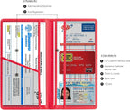 Car Registration and Insurance Card Holder, Vehicle License Document Glove Box Compartment Organizer, Interior Car Accessories for Women Men (Carbon Red)