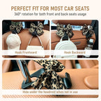 Bow Car Hooks for Purses and Bags, 2 Pack Cute Car Purse Hook, Universal Car Seat Headrest Hooks Bag Holder, Bow Car Accessories, Automotive Purse Hook Hanger Interior Decoration Accessories (Leopard)