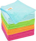 Microfiber Cleaning Cloth,12 Pack Cleaning Rags, Cleaning Towels with 4 Color Assorted, 11.8"X11.8"(Green/Blue/Yellow/Pink)