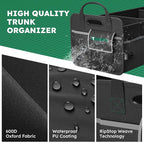 Heavy-Duty Trunk Organizer & Multi-Compartment Storage Box for SUV/Sedan/Minivan,600D Waterproof Oxford,2 Securing Hooks & Reflective Strips-Large Capacity Organiser(92L)
