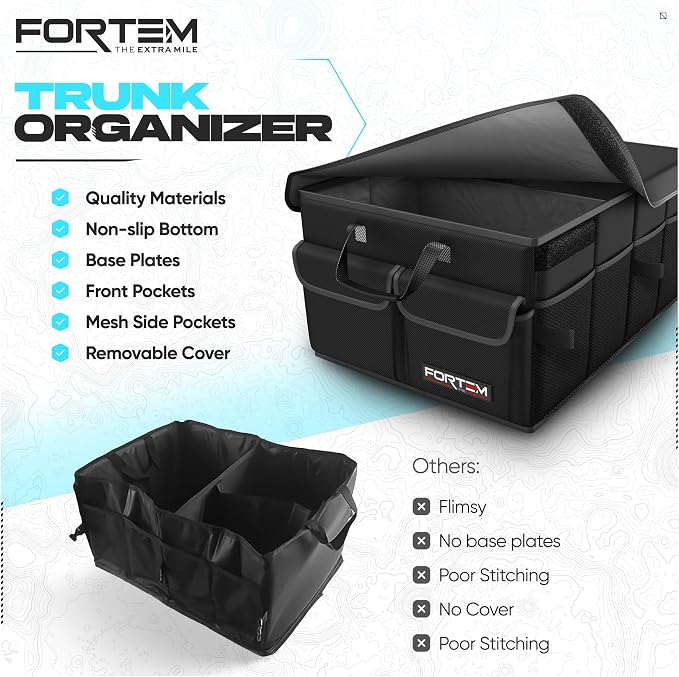 Trunk Organizer For SUV Car Trunk Organizer, Foldable Storage, Car Accessories for Women Men, Collapsible Bag, 600D Oxford, Non Slip Bottom, Straps, Soft Cover (45L)