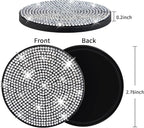 4 Pack Bling Car Coasters, Car Cup Holder Coaster, Rhinestone Coaster for Cup Holders, Silicone Car Coasters for Women Car Interior Accessories (2.75'' White Crystal Circle)