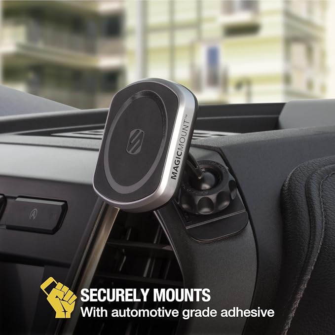 MP2DVM MagicMount Pro2 Magnetic Cell Phone Holder, Adhesive Car Dashboard Mount with Removable Vent Clip, Hands-Free Phone Stand Compatible with MagSafe, iPhone 16/15/14/13/12 Series and More