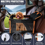 Dog Car Seat for Medium Small Dogs, Pet Car Seat with Adjustable Safety Belt & Storage Pockets, Breathable Waterproof Pet Car Seats Cover, Small Dog Seats for Dogs Under 30lbs (Medium, Orange)