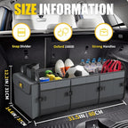 Car Trunk Organizer with Cooler, 100L, Premium Material, Gray | Collapsible Heavy Duty Large Car Organizer, Sturdy Trunk Storage for SUV with Adjustable Straps and Non Slip Bottom