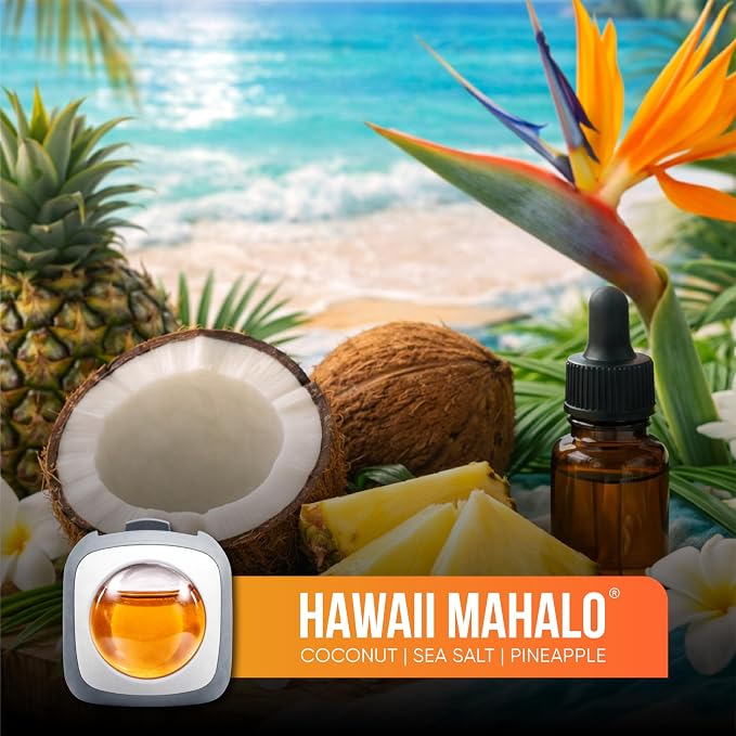 Hawaiian Scent Car Air Freshener Vent Clip 6 Ct, Long Lasting | Up to 180 days, Natural Essential Oil Car Fragrance for Women and Men, Odor Eliminator - 4ml Each