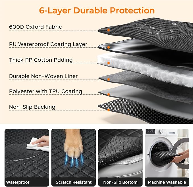 Dog Car Seat Cover for Tesla Model Y & Juniper (2025+) with Door Protectors, Waterproof Seat Cover Hammock 600D Heavy Duty Scratch Proof Nonslip Durable Soft Back Seat Covers