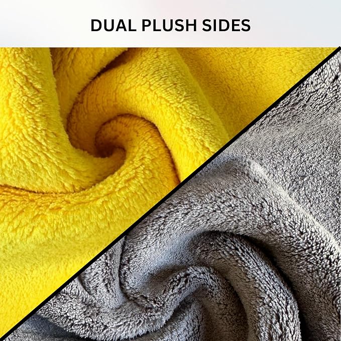 Car Detailing Microfiber Towels - 600 GSM Thick Plush Auto Towels | Super Soft Dual-Sided for Cleaning, Washing, Buffing | Tagless, Scratch-Free, Lint Free Cloth (16"x16") (3)