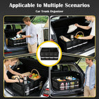 CloudDream Trunk Organizer for Car,70L Large Foldable Waterproof Organizer for SUV,Truck, Van & Sedan,3 Compartments, Black (Black-23.6")