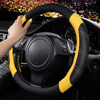 Line Rider Microfiber Leather Sporty Steering Wheel Cover Universal Fits for 95% Truck,SUV,Cars,14.5-15inch Anti-Slip Safety Comfortable Desgin (Black-Yellow)