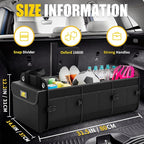 Car Trunk Organizer with Cooler, 100L, Premium Material, Black | Collapsible Heavy Duty Large Car Organizer, Sturdy Trunk Storage for SUV with Adjustable Straps and Non Slip Bottom