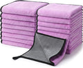 20 Pcs Microfiber Car Drying Towels Microfiber Cleaning Cloth 800 GSM Thick Plush Cleaning Dusting Cloth Auto Detailing Absorbent Towels Rags for Car Household Kitchen Window(Grey and Purple)
