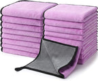 20 Pcs Microfiber Car Drying Towels Microfiber Cleaning Cloth 800 GSM Thick Plush Cleaning Dusting Cloth Auto Detailing Absorbent Towels Rags for Car Household Kitchen Window(Grey and Purple)