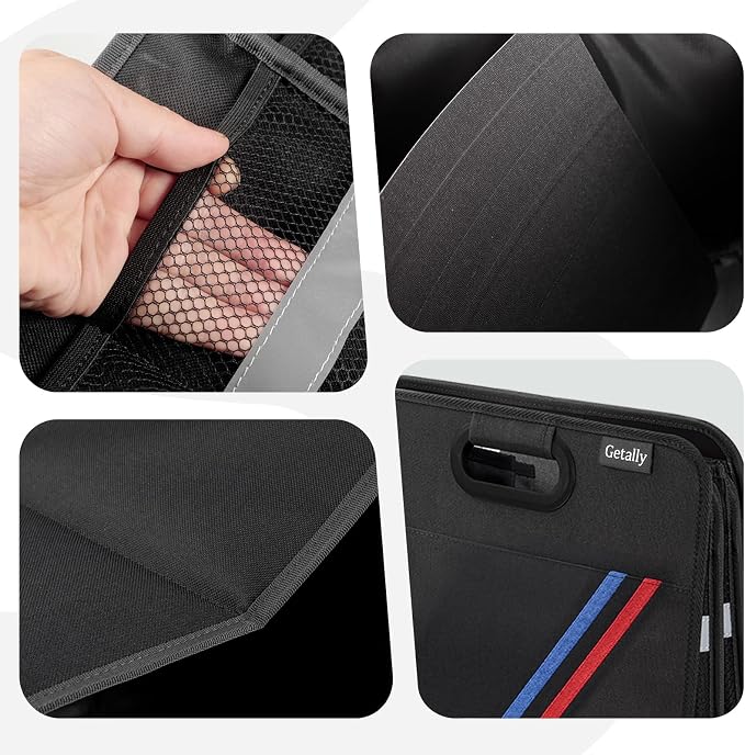 Trunk Organizer for Car， Collapsible Trunk Organizer with Multi Pockets, 3 Compartments Storage Organizer for Car SUV, Truck, Sedan