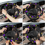 Rainbow Balls Steering Wheel Covers Universal 15 Inch Car Wheel Cover,Anti-Slip Breathable Car Accessories Protector Fit for Trucks,Sedans,SUVs,Vans